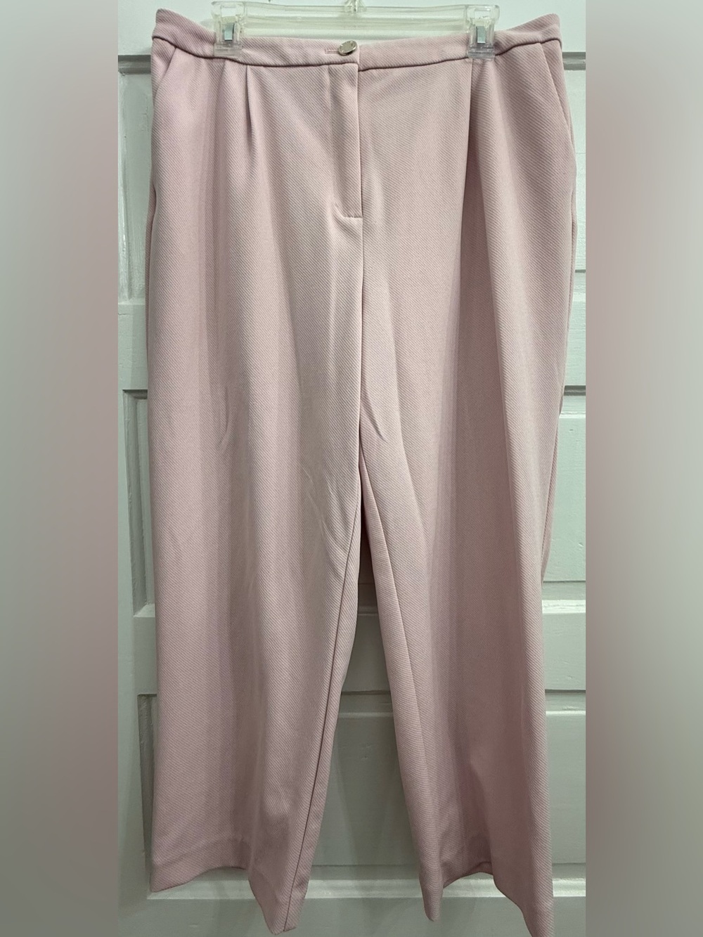 Anne Klein Pale Pink High-Waist Straight Trousers